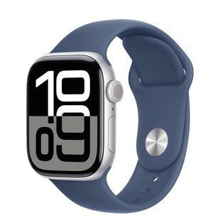 Apple Watch Series 10 Cellular 42mm Silver Alu. Case w. Denim Sport Band - M/L (MWX43)