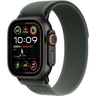 Apple Watch Ultra 2 GPS + Cellular 49mm Black Titan. Case w. Green Trail Loop - M/L (MYTJ3+MYQ43)