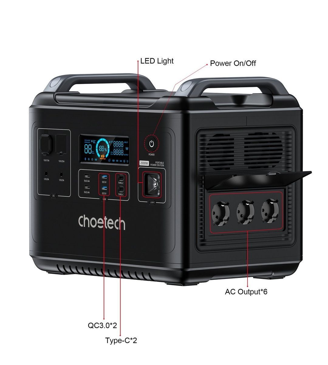 Зарядна станція Choetech BS006 2000w. 1997 w/h
