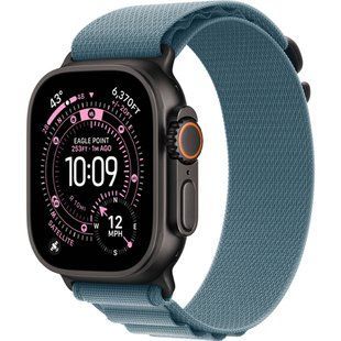 Apple Watch Ultra 3 GPS + Cellular 49mm Black Tit. Case w. Light Blue Loop - Large (MF254+MG9M4)