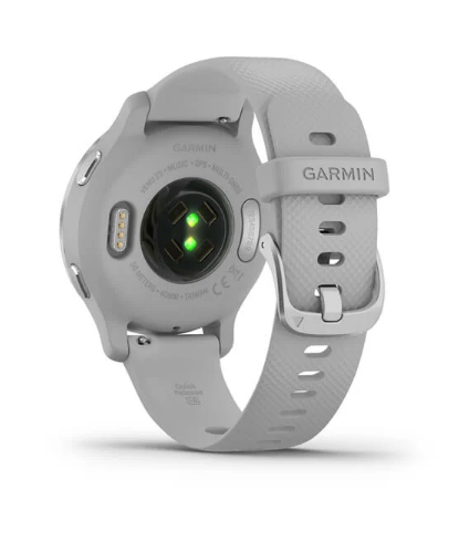 Garmin Venu 2S Smart watch Silver Bezel With Mist Gray Case Silicone Band 010-02429-12/02