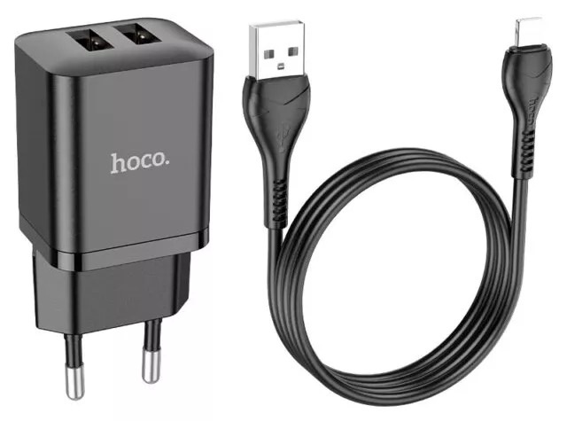 МЗП Hoco N25 Maker (2 USB) + Кабель Lightning Black