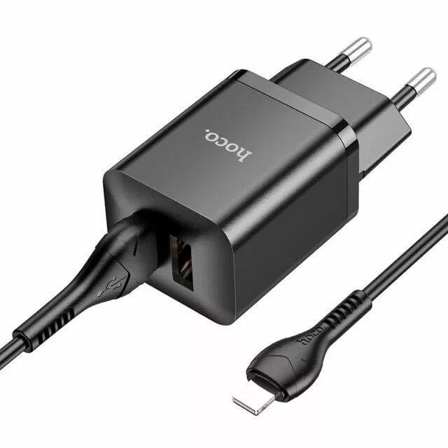 МЗП Hoco N25 Maker (2 USB) + Кабель Lightning Black