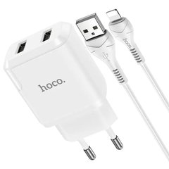 МЗП Hoco N25 Maker (2 USB) + Кабель Lightning White