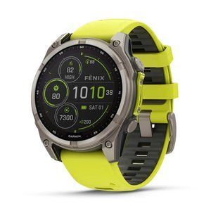Garmin Fenix 8 51mm Solar Sapphire Titanium w. Amp Yellow/Graphite Silicone Band (010-02907-20/21) NO BOX
