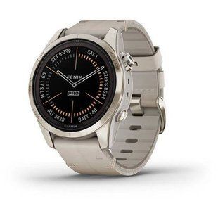 Garmin Fenix 7S Pro Saph Solar, Sft Gld SS w/Lmestn Lthr, Excl, GPS смарт-годинник 010-02776-30