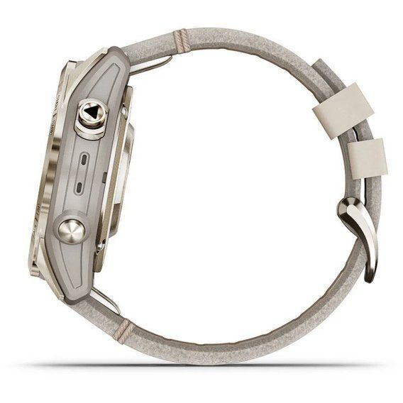 Garmin Fenix 7S Pro Saph Solar, Sft Gld SS w/Lmestn Lthr, Excl, GPS смарт-годинник 010-02776-30