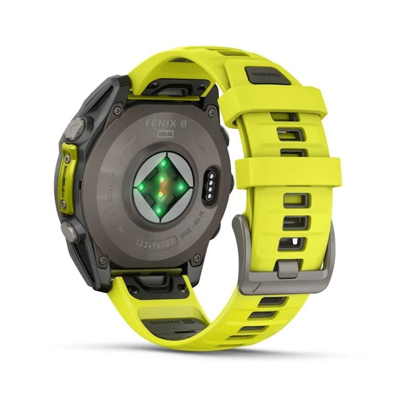 Garmin Fenix 8 51mm Solar Sapphire Titanium w. Amp Yellow/Graphite Silicone Band (010-02907-20/21) NO BOX