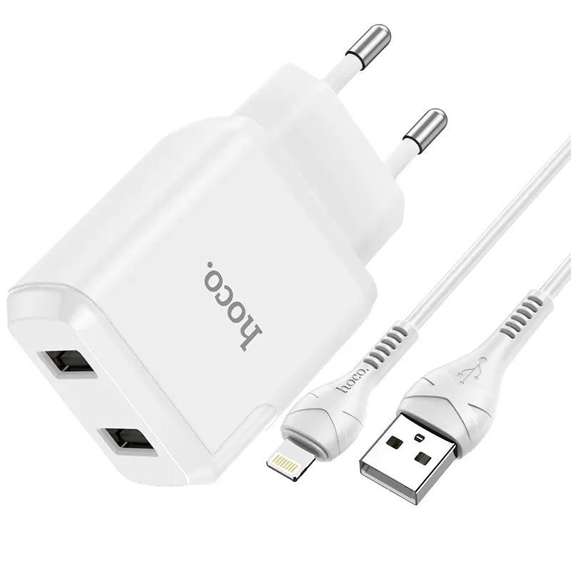 МЗП Hoco N25 Maker (2 USB) + Кабель Lightning White
