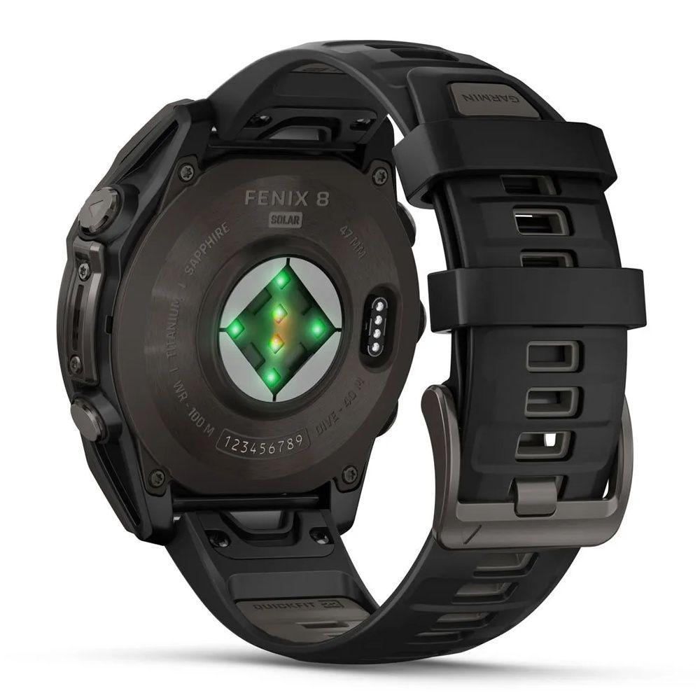 Garmin Fenix 8 47mm Sapphire Carbon grey DLC titanium Black/pebble grey silicone band (010-02906-11) NO BOX