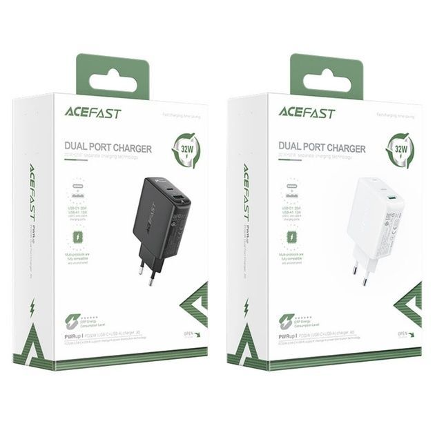 Адаптер Acefast A5 PD32W USB-C+USB-A White