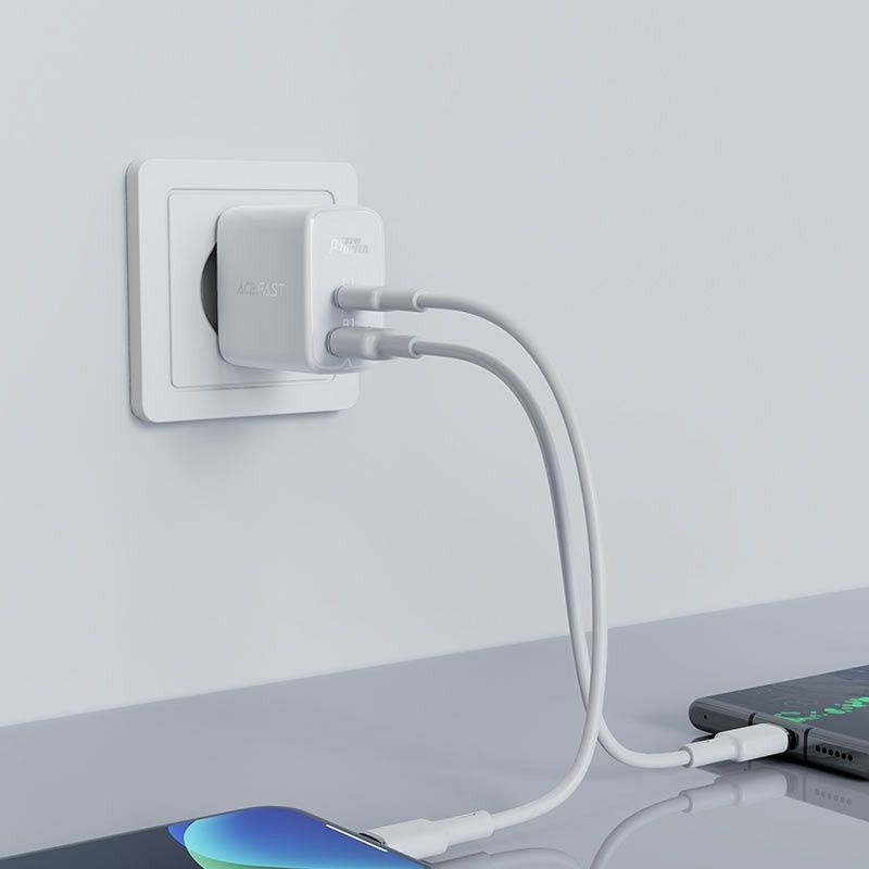 Адаптер Acefast A5 PD32W USB-C+USB-A White
