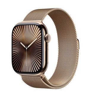 Apple Watch Series 10 Cellular 46mm Gold Titanium Case w. Gold Milanese Loop - M/L (MX003)