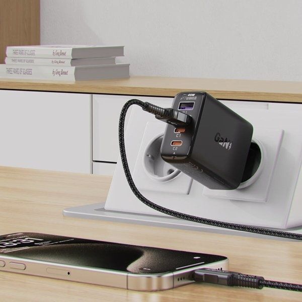Адаптер Acefast A61 GaN 2xUSB-C + 2xUSB-A PD45W Black