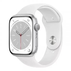 Apple Watch Series 8 45mm LTE Silver Aluminum Case with White Sport Band - M/L MP4W3