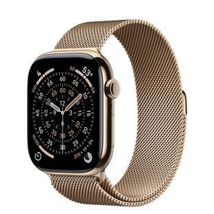 Apple Watch Series 11 Cellular 46mm Gold Tit. Case w. Gold Milanese Loop - S/M (MFD74)