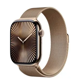Apple Watch Series 10 Cellular 46mm Gold Titanium Case w. Gold Milanese Loop - S/M (MC7T4)