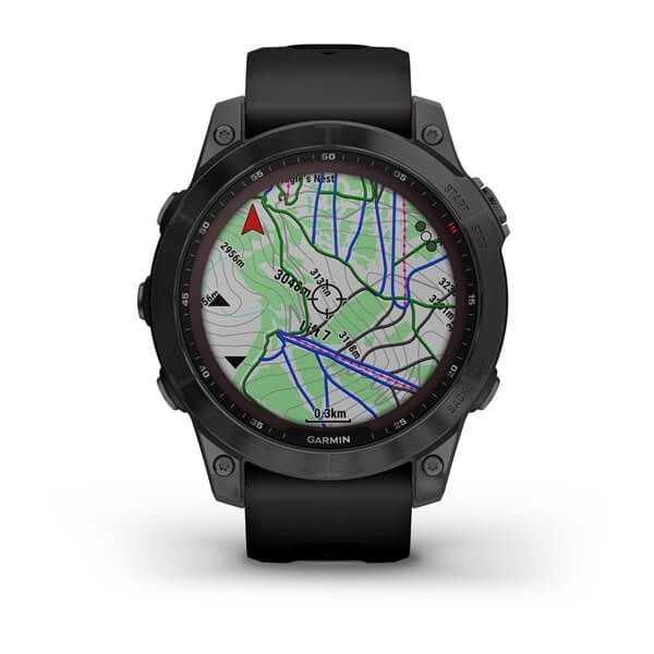 Garmin Fenix 7 Sapphire Solar Carbon Gray DLC Titanium with Black Band 010-02540-20/21