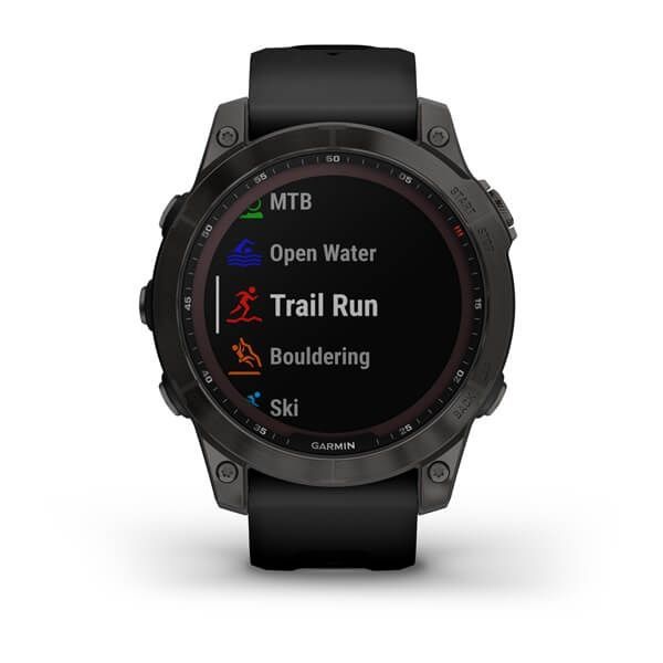 Garmin Fenix 7 Sapphire Solar Carbon Gray DLC Titanium with Black Band 010-02540-20/21