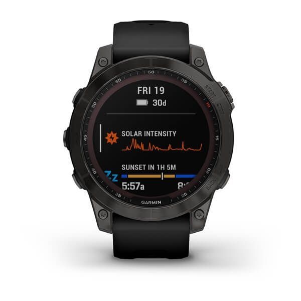 Garmin Fenix 7 Sapphire Solar Carbon Gray DLC Titanium with Black Band 010-02540-20/21
