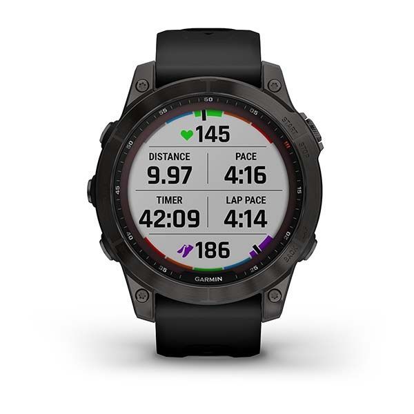 Garmin Fenix 7 Sapphire Solar Carbon Gray DLC Titanium with Black Band 010-02540-20/21