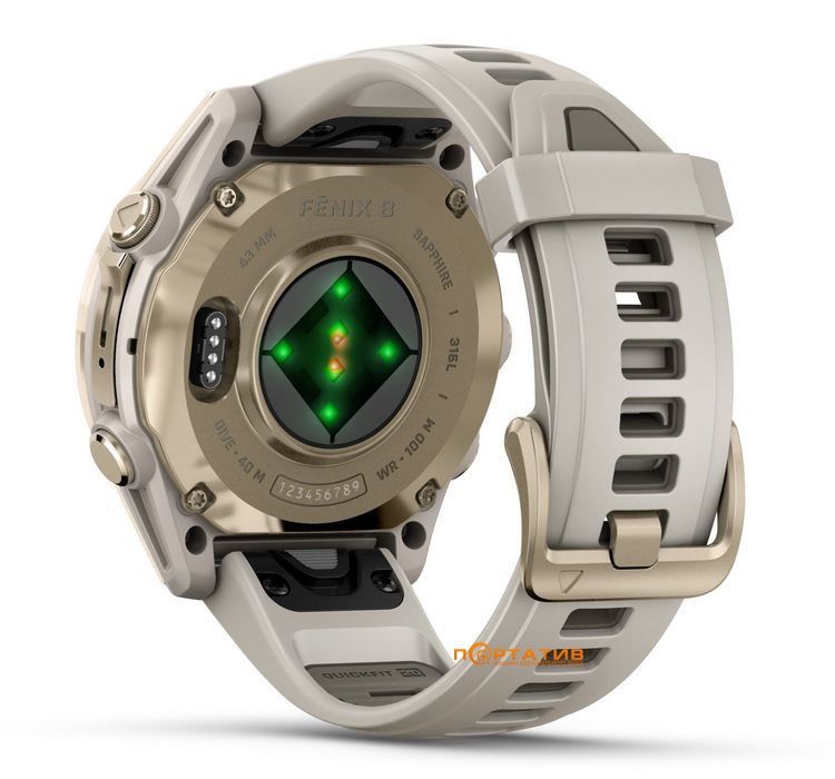 Garmin Fenix 8 43mm AMOLED Sapphire Soft Gold w. Fog Gray/Dark Sandstone S. Band (010-02903-10/11) NO BOX