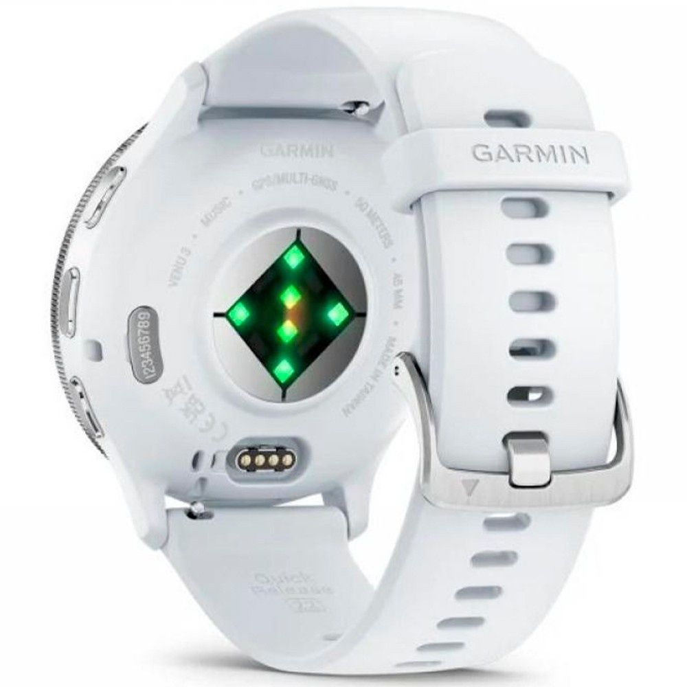 Garmin Venu 3 Silver Stainless Steel Bezel Whitestone Case Silicone Band 010-02784-00