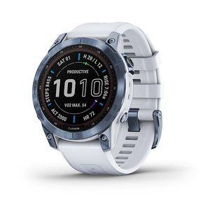 Garmin Fenix 7 Sapphire Solar Mineral Blue DLC Titanium with Whitestone Band 010-02540-24/25