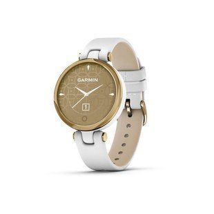 Garmin Lily Classic Watch Lightgold with White Case Italian Leather Band 010-02384-B3