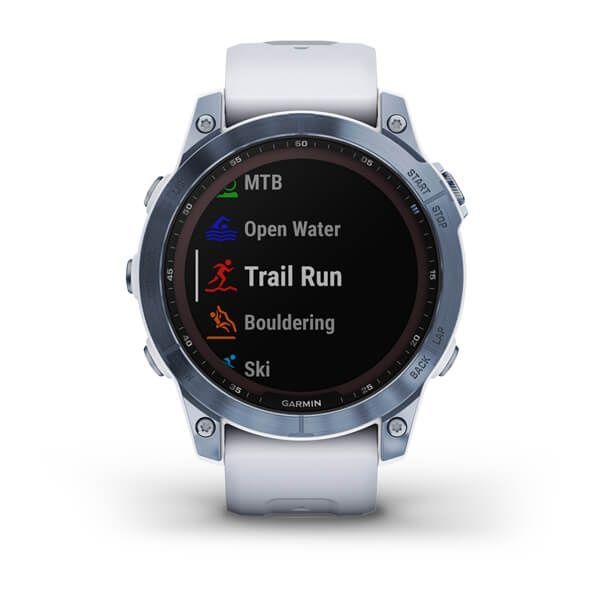 Garmin Fenix 7 Sapphire Solar Mineral Blue DLC Titanium with Whitestone Band 010-02540-24/25