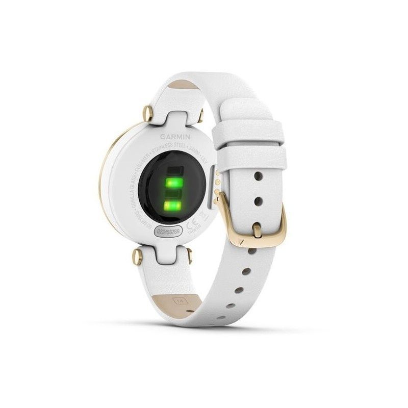 Garmin Lily Classic Watch Lightgold with White Case Italian Leather Band 010-02384-B3