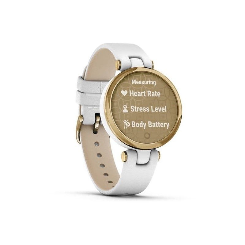 Garmin Lily Classic Watch Lightgold with White Case Italian Leather Band 010-02384-B3