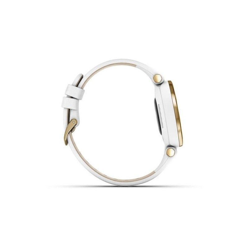 Garmin Lily Classic Watch Lightgold with White Case Italian Leather Band 010-02384-B3