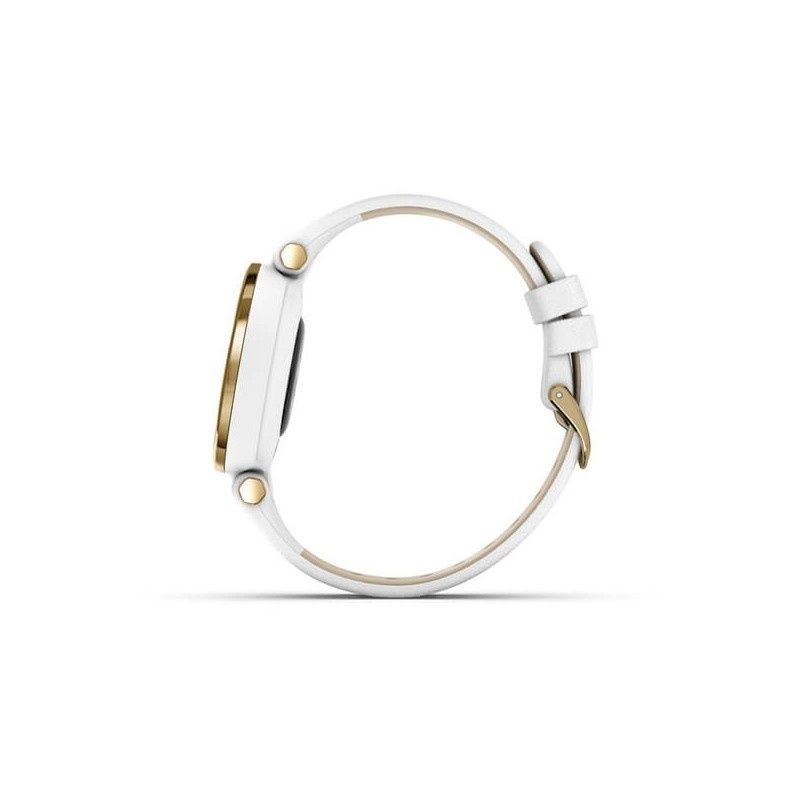 Garmin Lily Classic Watch Lightgold with White Case Italian Leather Band 010-02384-B3