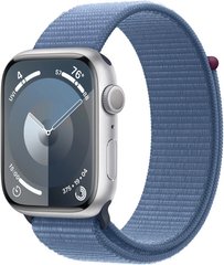 Apple Watch Series 9 45mm Silver Aluminum Case with Winter Blue Sport Loop MR9F3