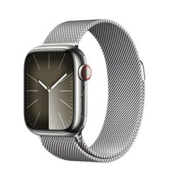 Apple Watch Series 9 Cellular 45mm Silver S. Steel Case w. Silver Milanese Loop MRMQ3