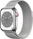 Apple Watch 8 45mm LTE Silver Stainless Steel Case with Silver Milanese Loop MNKG3/MNJE3