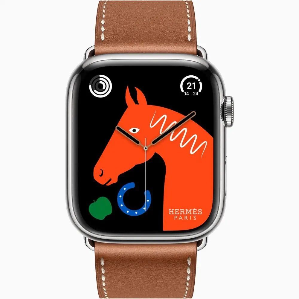 Apple Watch 8 45mm LTE Hermes Silver Stainless Steel Case with Gold Single Tour MNL03