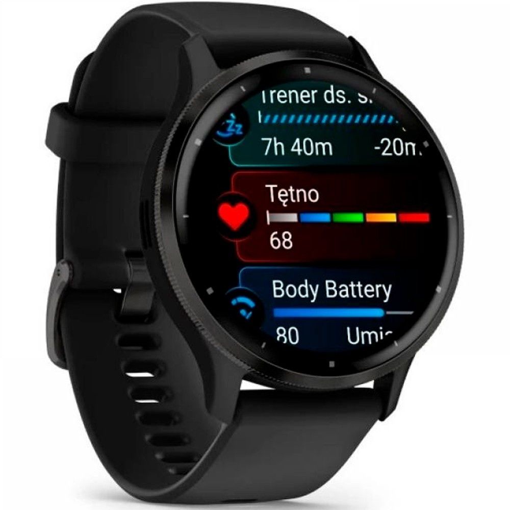 Garmin Venu 3 Slate Stainless Steel Bezel with Black Case and Silicone Band 010-02784-01