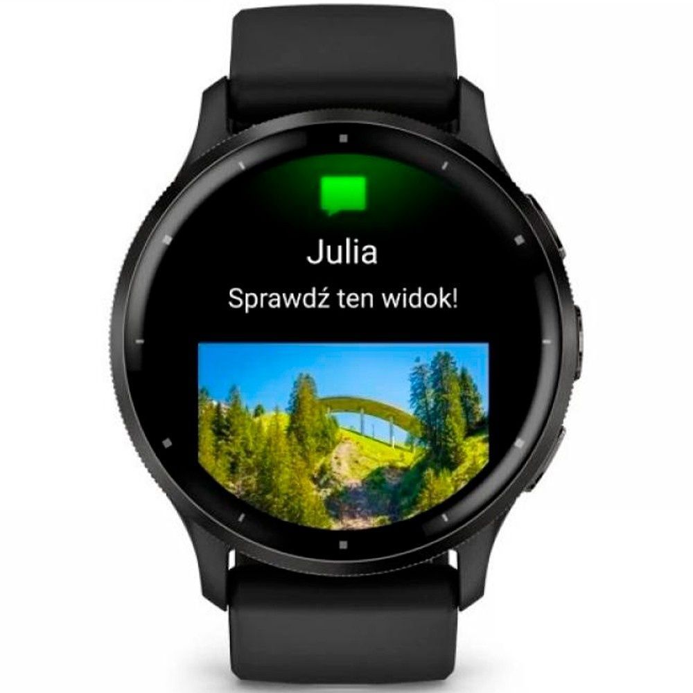 Garmin Venu 3 Slate Stainless Steel Bezel with Black Case and Silicone Band 010-02784-01