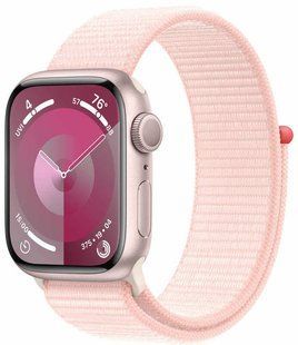 Apple Watch Series 9 41mm Pink Aluminum Case with Light Pink Sport Loop MR953