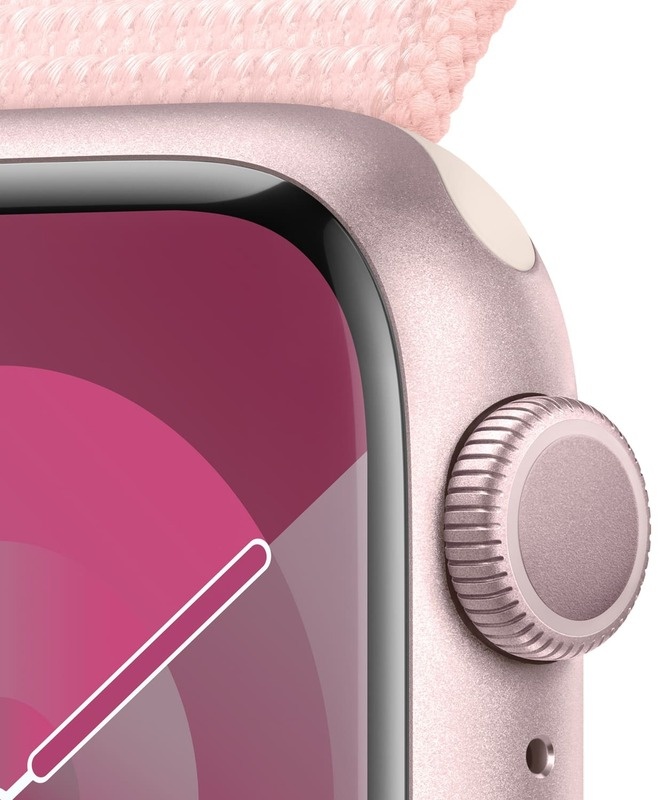 Apple Watch Series 9 41mm Pink Aluminum Case with Light Pink Sport Loop MR953