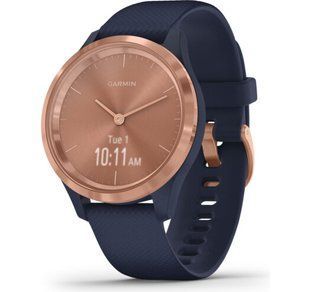 Garmin Vivomove 3s Silver Stainless Steel Bezel w. Granite Blue and Silicone B. 010-02238-00