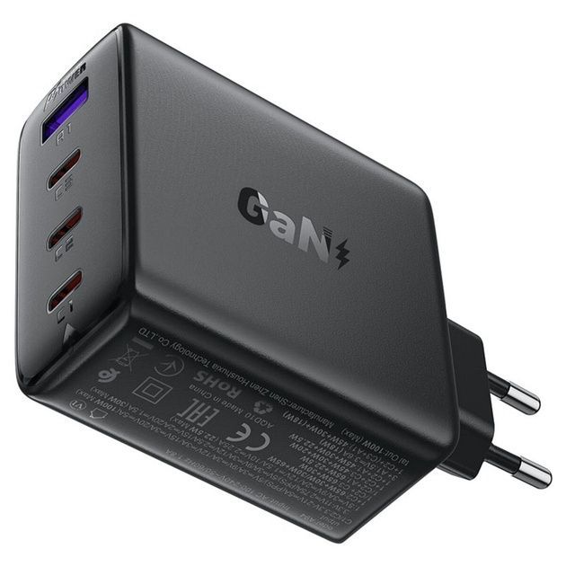 Мережевий зарядний пристрій Acefast A94 PD100W GaN 3xUSB-C+USB-A Black