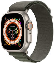Apple Watch Ultra GPS + Cellular 49mm Titanium Case with Green Alpine Loop - Large MQF93