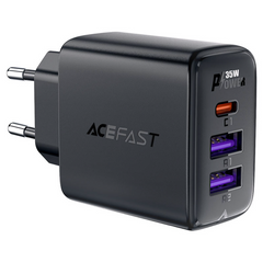 Мережевий зарядний пристрій Acefast GaN A57 2xUSB-A + USB-C PD35W Black