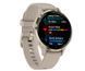 Garmin Venu 3S Soft Gold Stainless Steel Bezel French Gray Case and Leather Band 010-02785-55