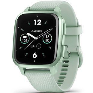 Garmin Venu Sq 2 Metallic Mint Aluminum Bezel with Cool Mint Case and Silicone Band 010-02701-02/12