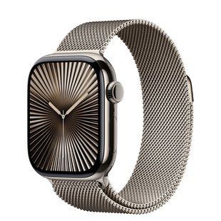 Apple Watch Series 10 Cellular 46mm Natural Titanium Case w. Natural Milanese Loop - M/L (MWYC3)