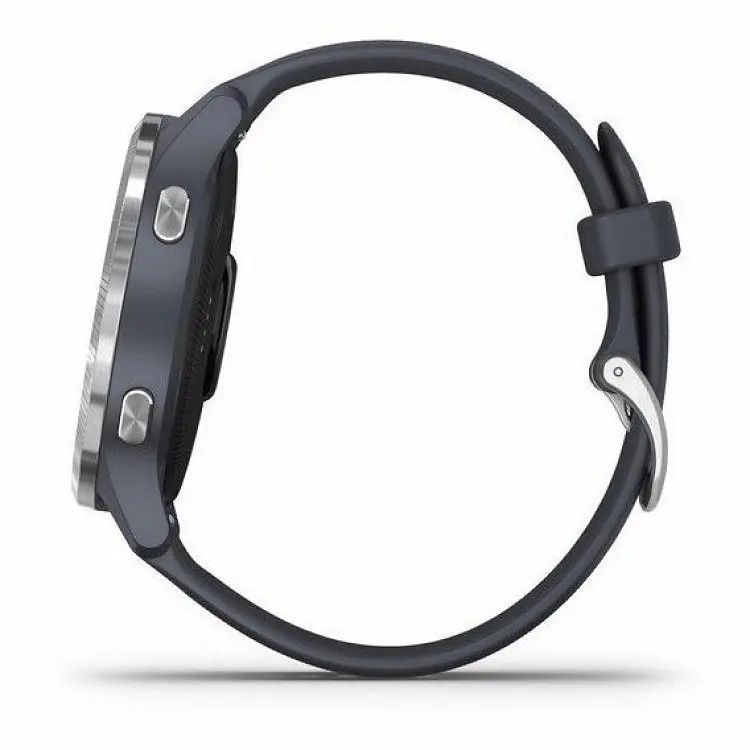 Garmin Venu Silver Stainless Steel Bezel w. Granite Blue and Silicone B. (010-02173-01/03) 010-02173